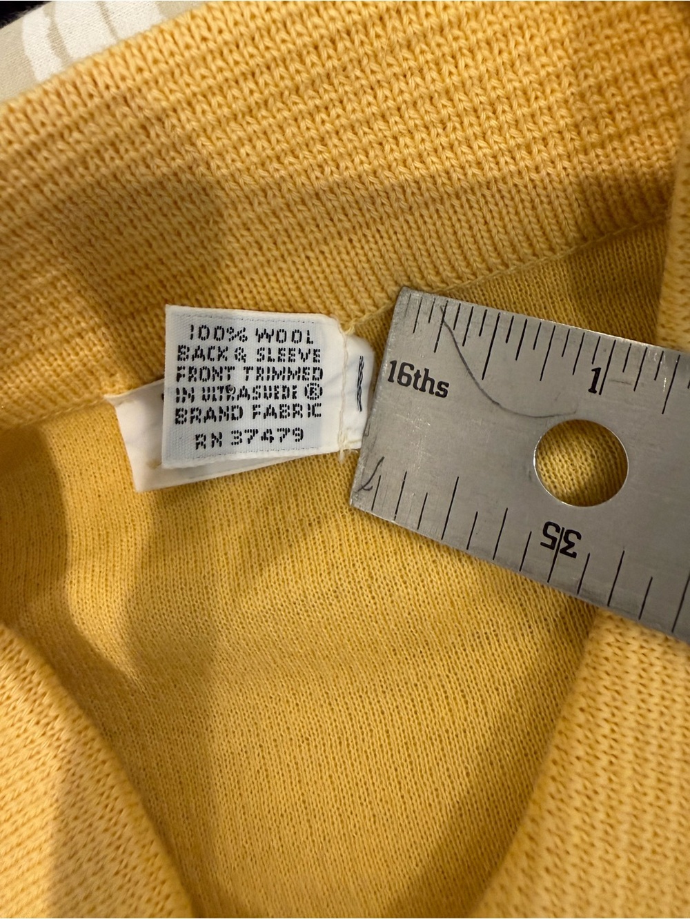 Vintage 80s Bullocks Wilshire cardigan 100% wool yellow knit collar size 34 S-M - Picture 4 of 16
